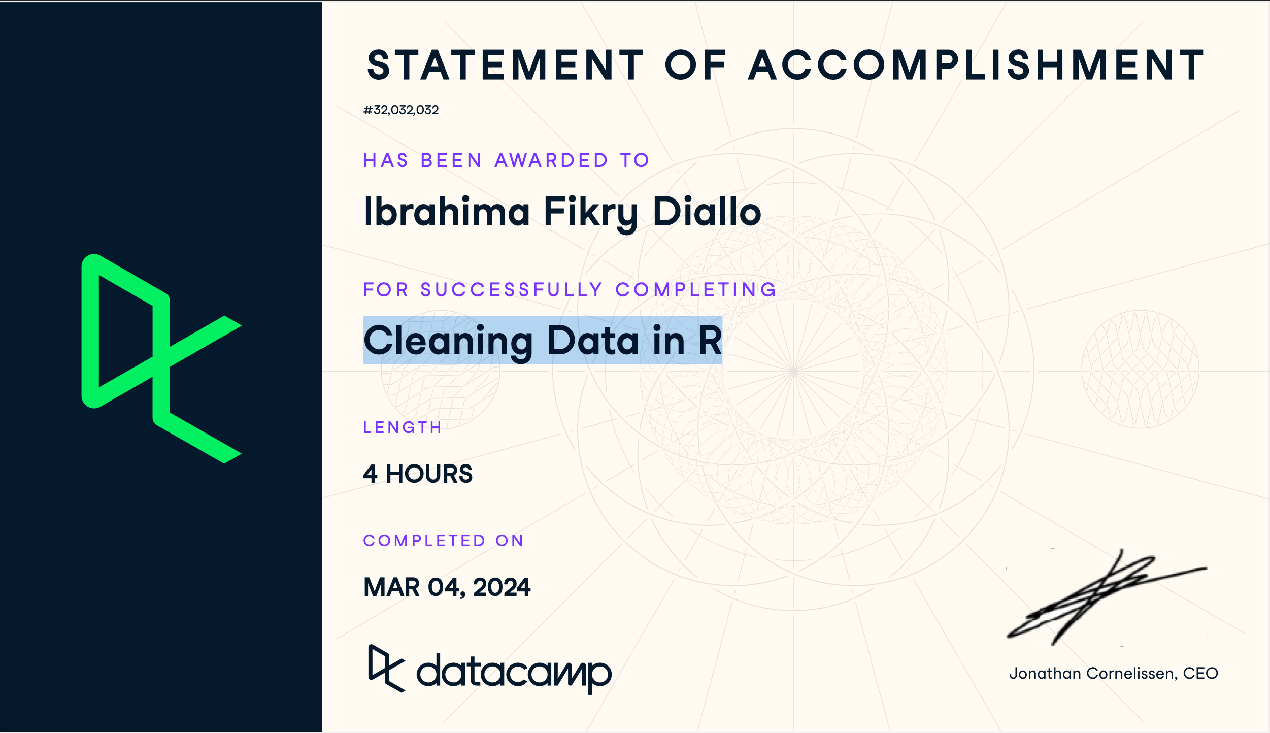 Cleaning Data in R Certificate